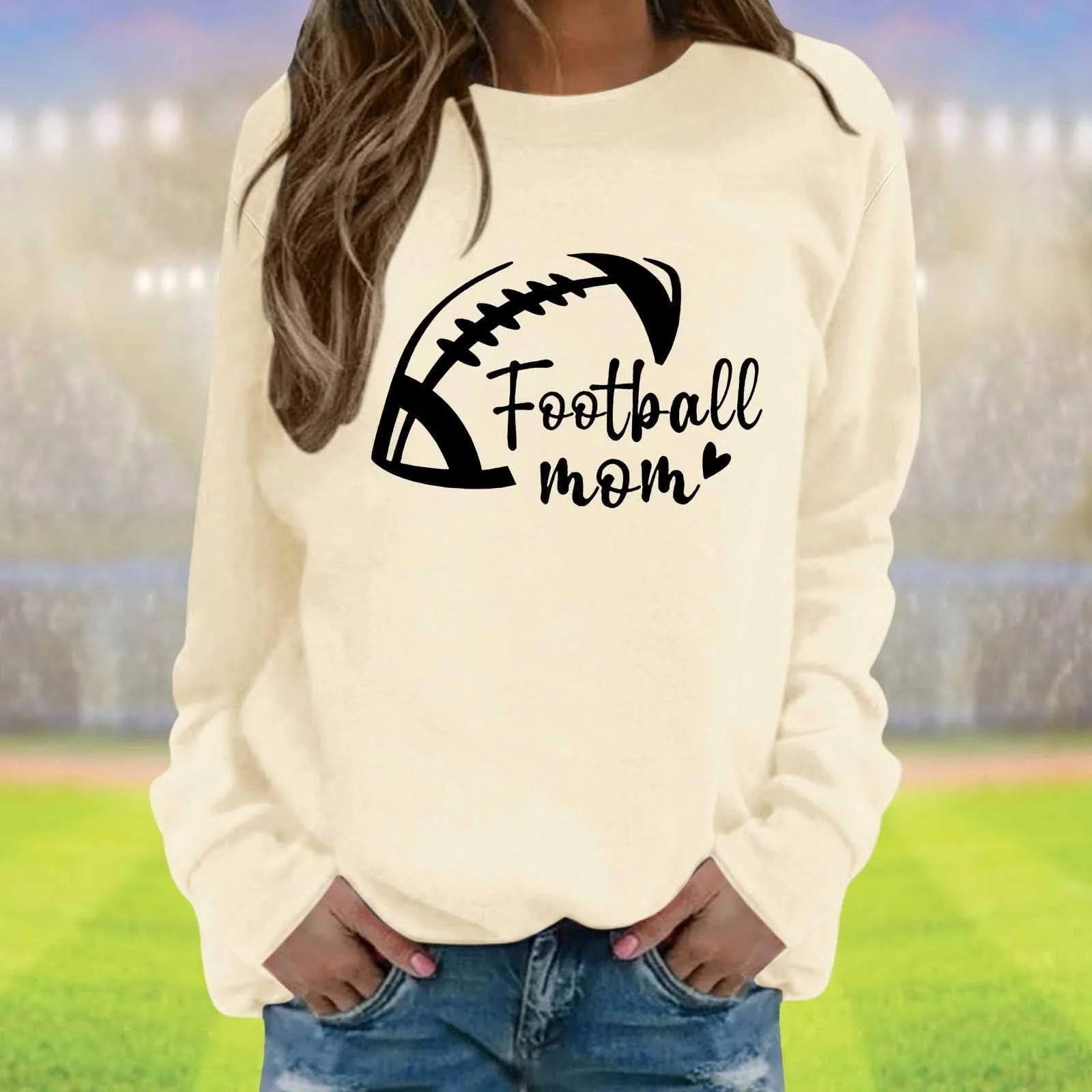 Жіночий Світшот Generisch Вільний Крій, Різні Кольори, Довгий Рукав, 52, фото №3