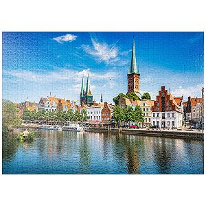 Пазл MyPuzzle Special Collection Lübeck with the famous Marienkirche, Schleswig-Holstein, Germany 1000 элементов - Фото 1