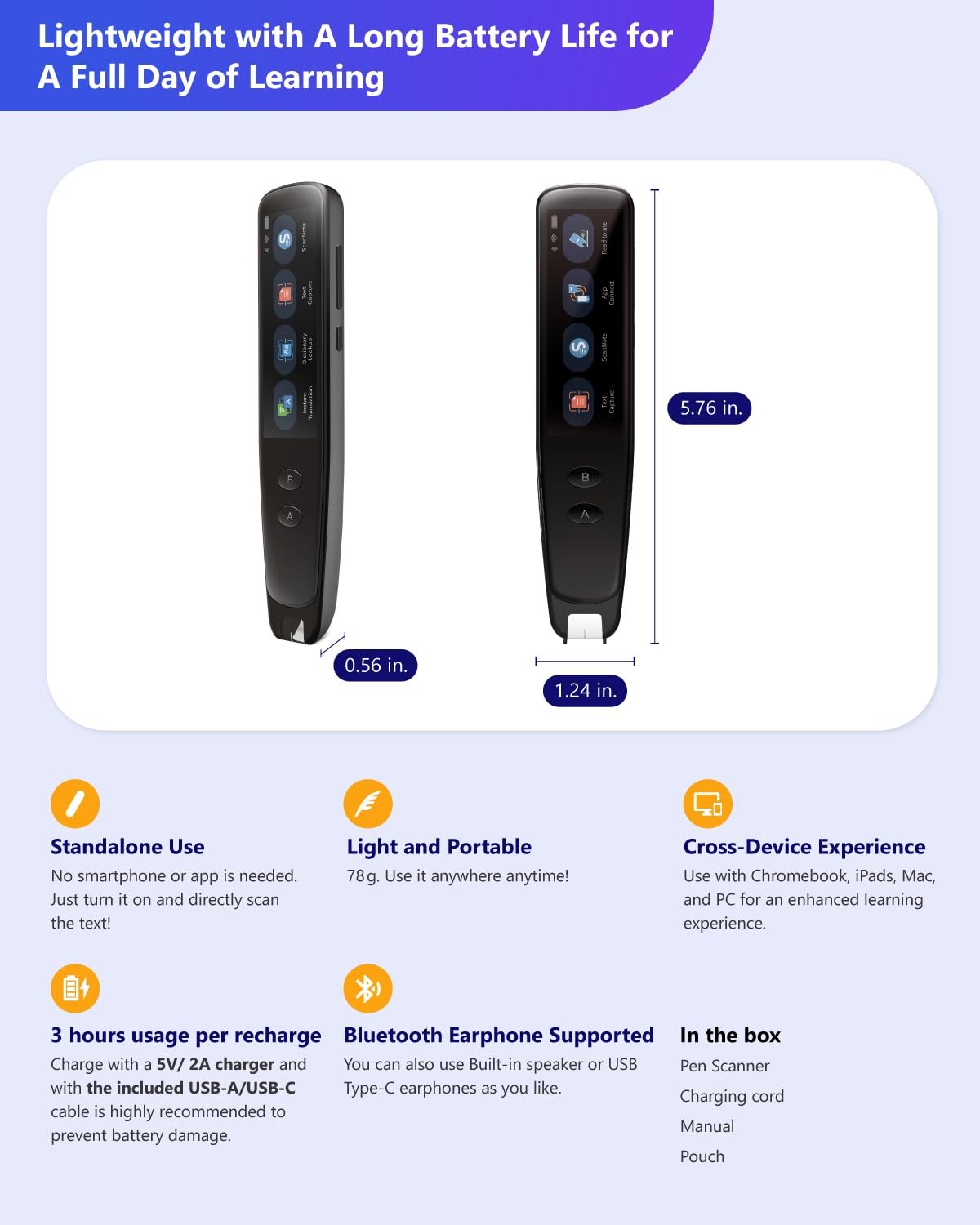 Переводчик английского в английском со сканером голосового вывода для ввода данных Автономный и Беспроводной, фото №3