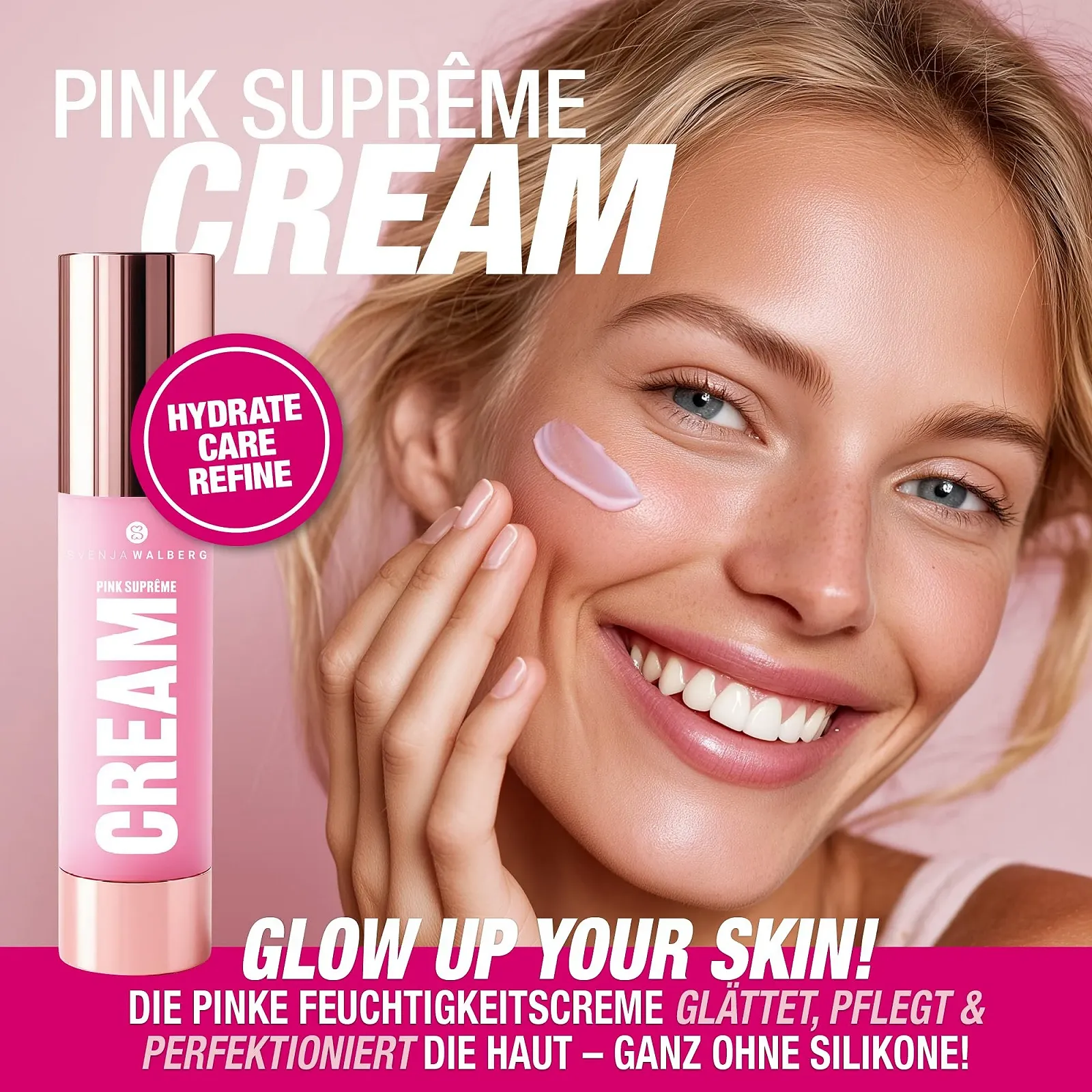 Денний крем Pink Suprême Moisturising Cream з 5% GlassSkinPro Complex та 3% Niacinamide веганський без силікону рожевий, фото №2