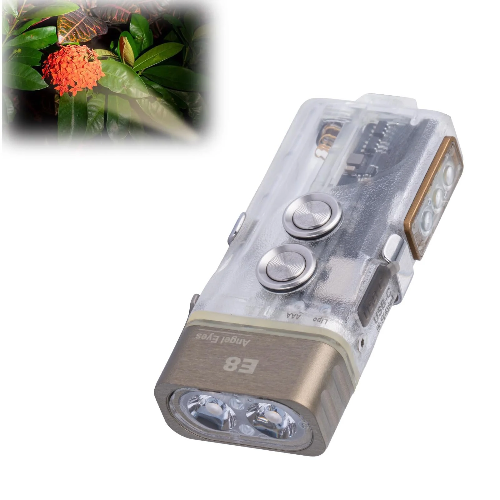 Фонарь RovyVon Angel Eyes E8 High Cri 500 люмен, перезаряжаемый, брелок, двойное питание AAA, с режимом блокировки, водонепроницаемый для дома и улицы, фото №1