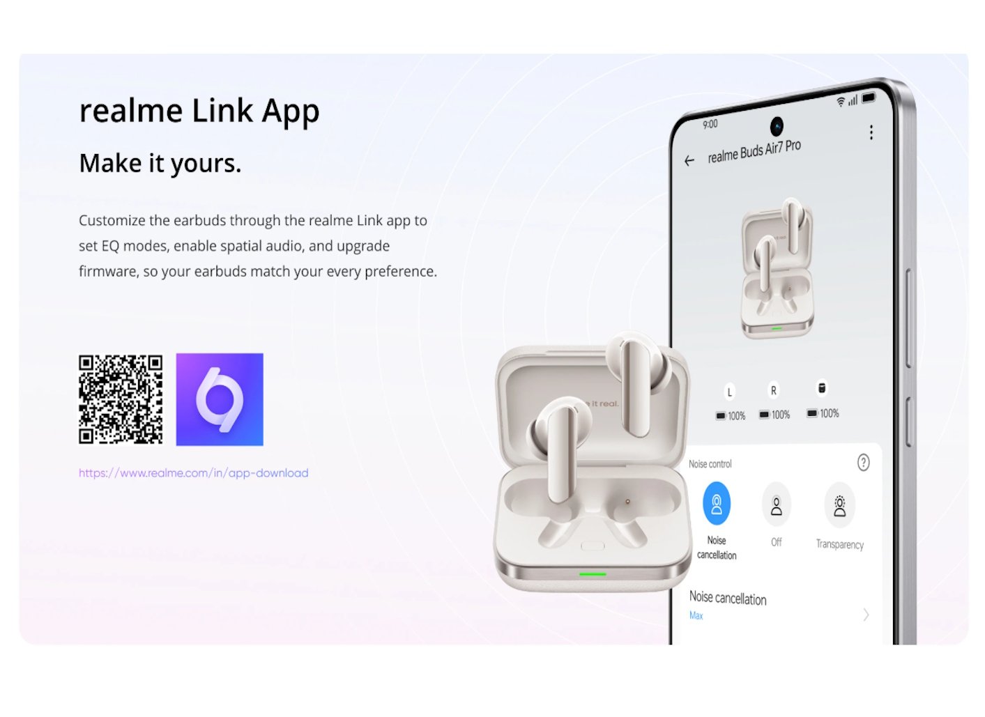 Навушники Realme Buds Air7 Pro Black AI 53dB ANC Dual-dac Driver LHDC 5.0, фото №14