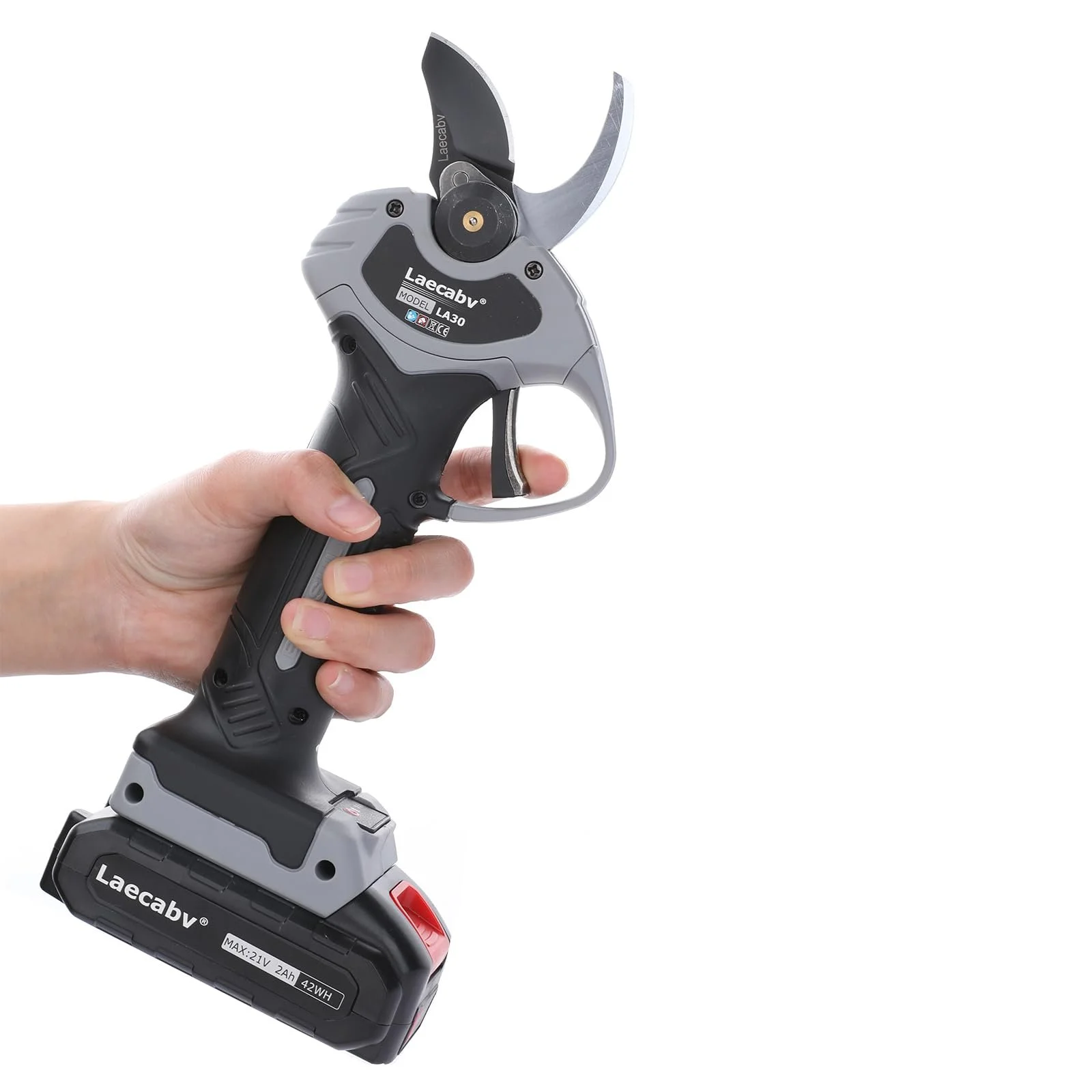 Секатор Laecabv LA30GYBK 30 мм електричний з 2 акумуляторами 21В/2Аг, фото №1