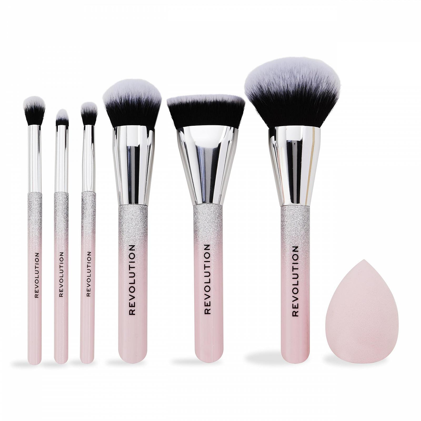 Набор кистей Revolution Beauty Glam Up 7 шт для глаз, лица и щёк с косметичкой веганский, фото №2
