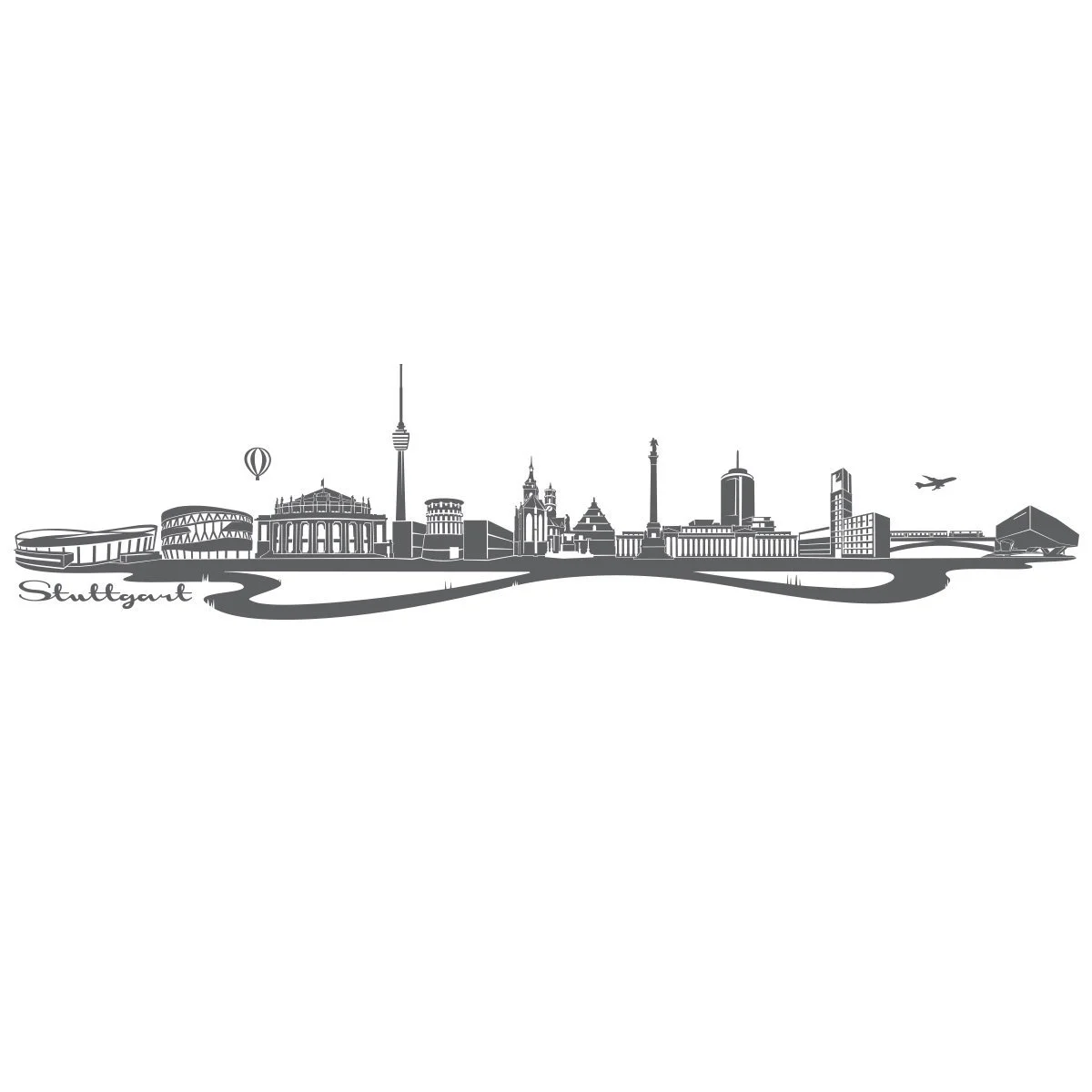 Наклейка на стену WANDKINGS Stuttgart Skyline 100 x 24 см темно-серая, фото №3 Наклейка на стену WANDKINGS Stuttgart Skyline 100 x 24 см темно-серая, фото №3