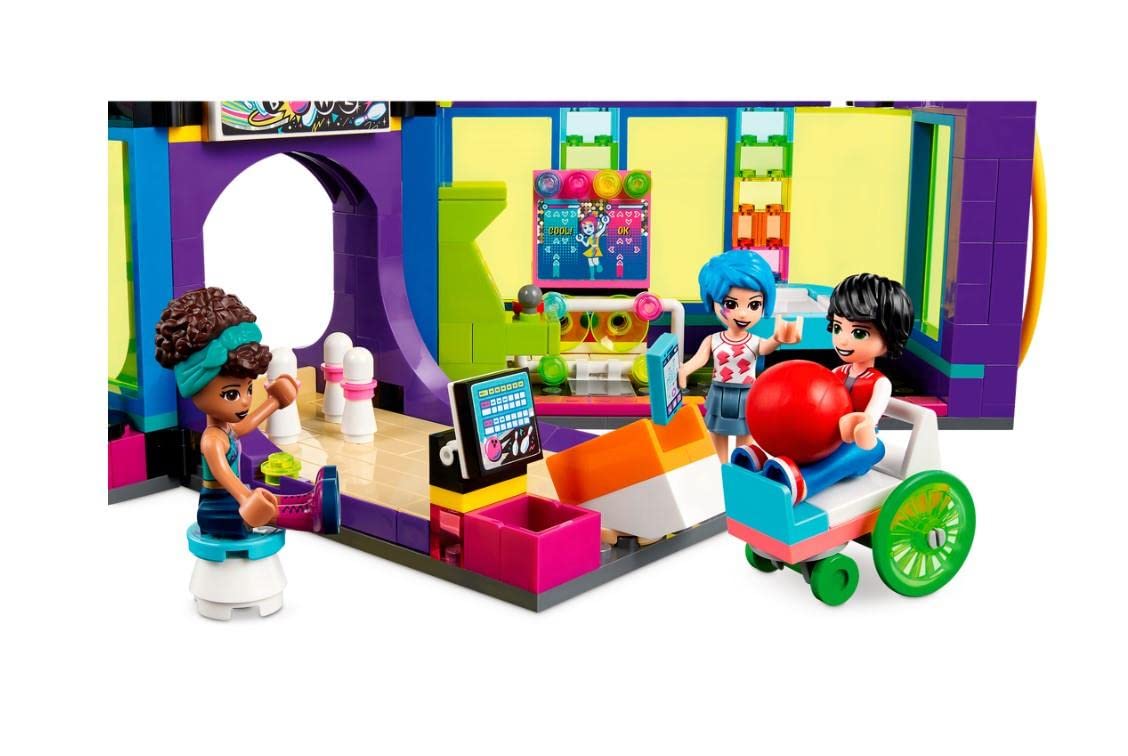 Конструктор LEGO 41708 Friends Rollschuhdisco с Аркадой и Боулингом в комплекте с 3 Мини-Куклами Андреа, Эвелин и Джексон для детей от 7 лет, фото №3