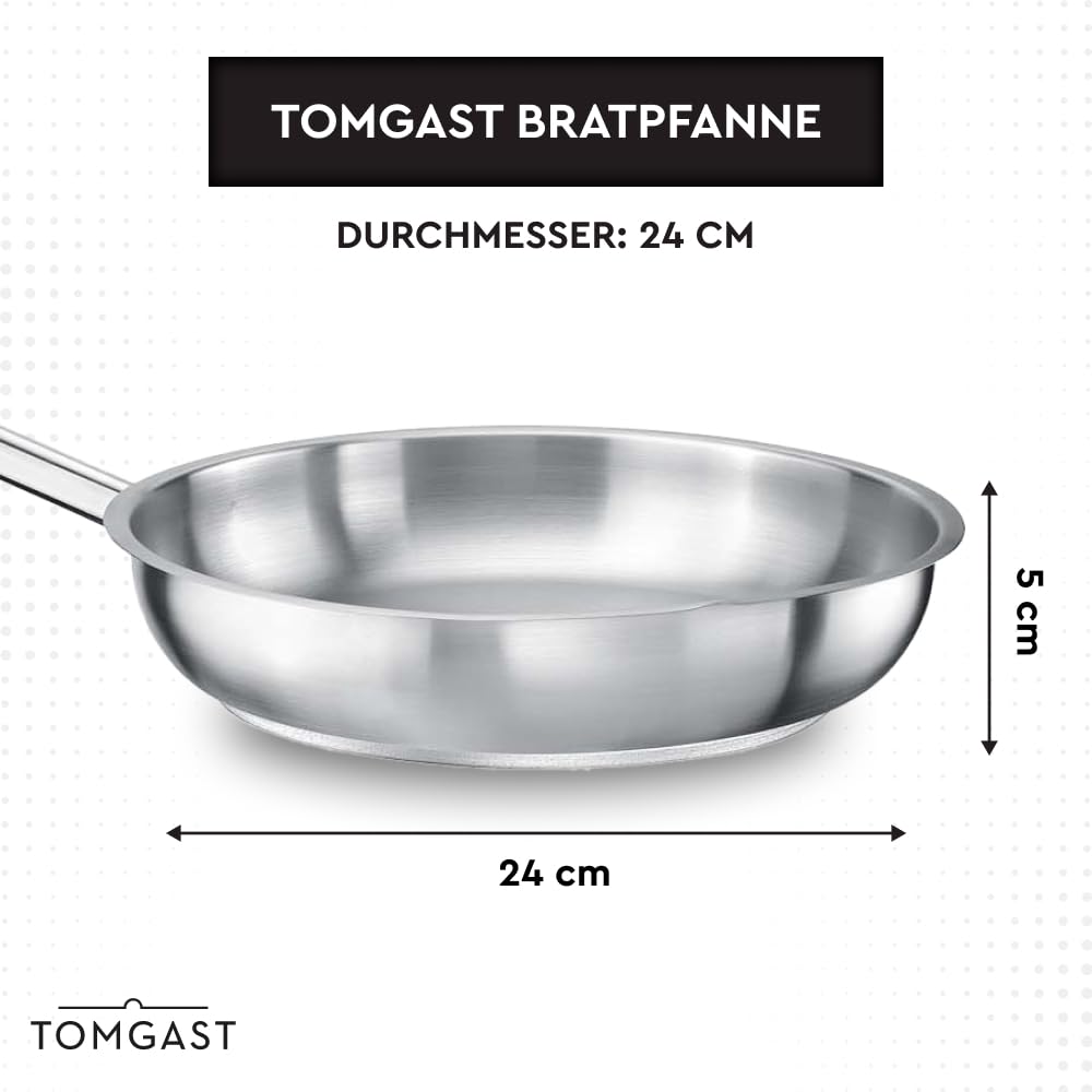 Сковорідка TOMGAST Діаметр: 24 см Висота: 5 см Колір: нержавіюча сталь, фото №2 Сковорідка TOMGAST Діаметр: 24 см Висота: 5 см Колір: нержавіюча сталь, фото №2