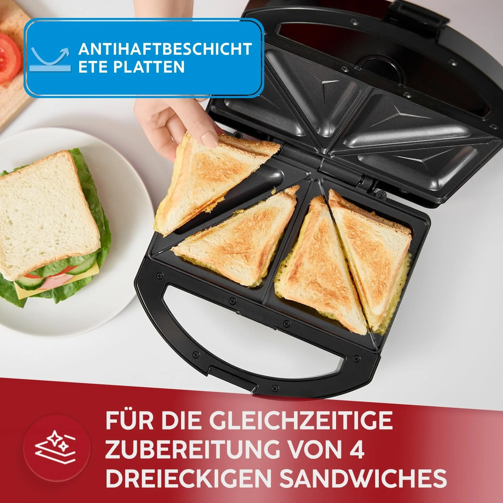 Сэндвичница MPM MOP-50M 750W - для приготовления 4 треугольных сэндвичей, корпус из нержавеющей стали, фото №4 Сэндвичница MPM MOP-50M 750W - для приготовления 4 треугольных сэндвичей, корпус из нержавеющей стали, фото №4