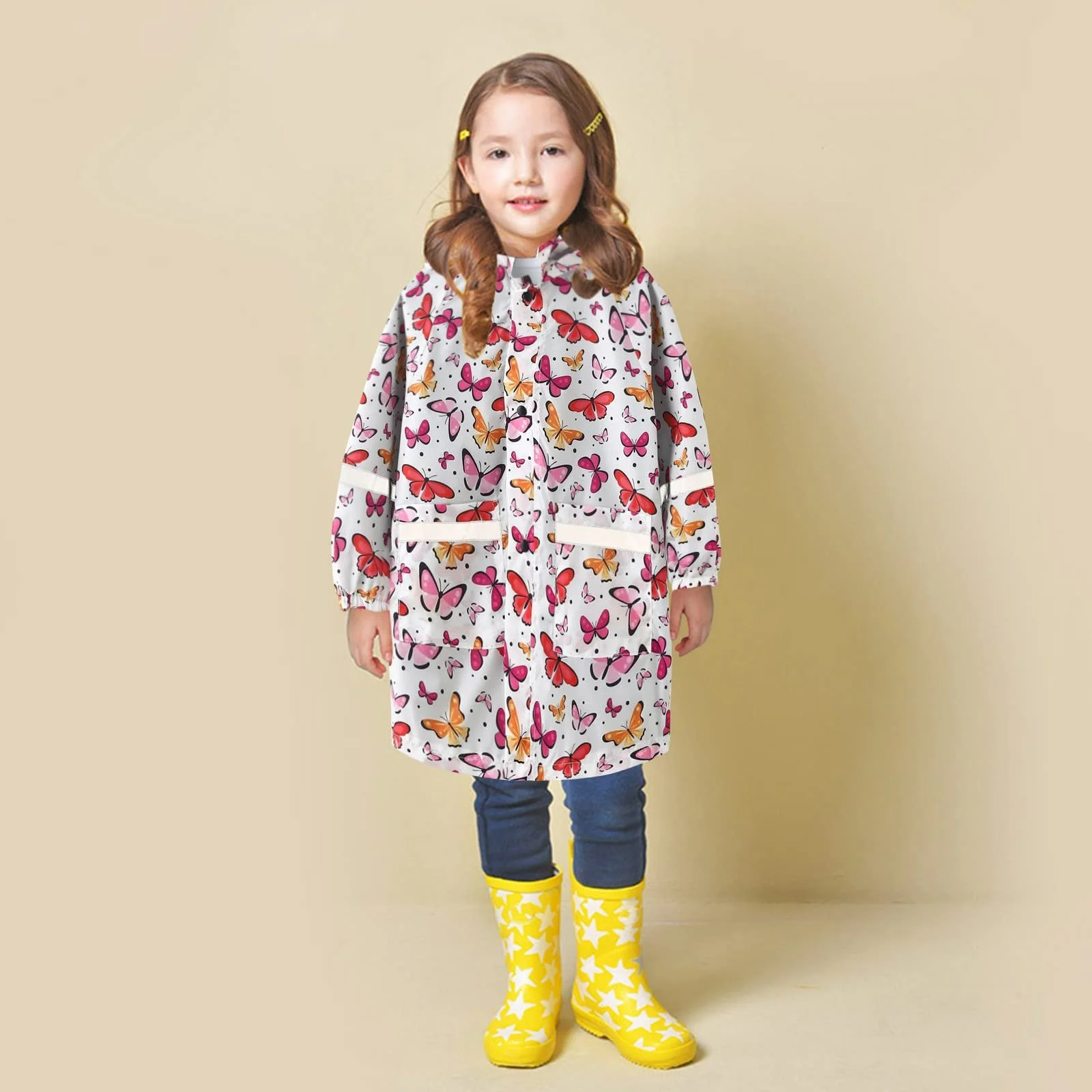 Детская дождевая куртка для девочек, легкая, складная, водонепроницаемая, ветрозащитная дождевая накидка с капюшоном, дышащий дождевик, смешной повседневный дождевой костюм для ежедневного использования, фото №2