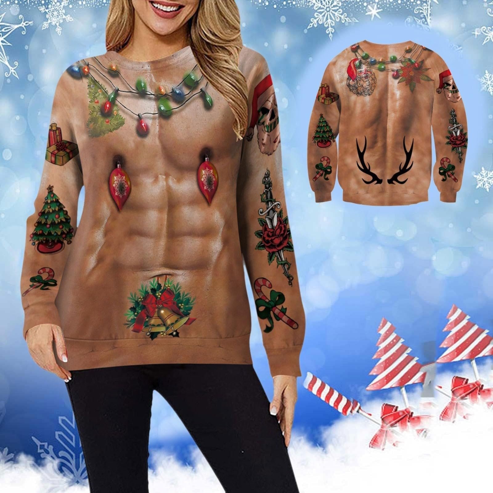 Женская Толстовка Generisch Блестящие Топы Свободный Пуловер Harajuku Спортивные Топы Мягкий Костюм на Хэллоуин Женская Толстовка с Длинным Рукавом и Карманом, фото №5