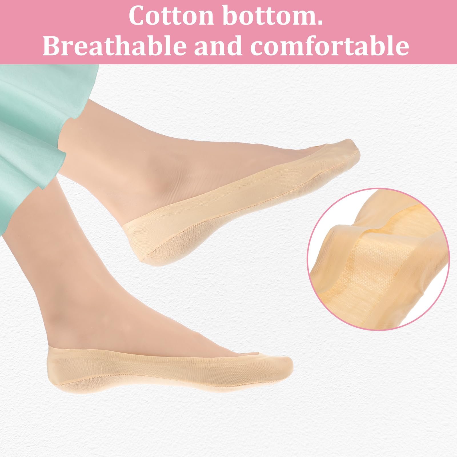 Носки Vin Beauty для балеток, нейлон, невидимые стельки, легкие, для женщин, для балеток, лоферов, каблуков, ультра низкие, нескользящие, тонкие, 10 пар, фото №6