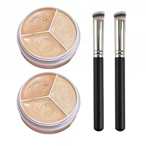 Палетка консилеров VIMIE Трехцветная для маскировки прыщей, темных кругов, для темных пятен на коже, прыщей, консилер полного покрытия с кистью (2 штуки) - Фото 1