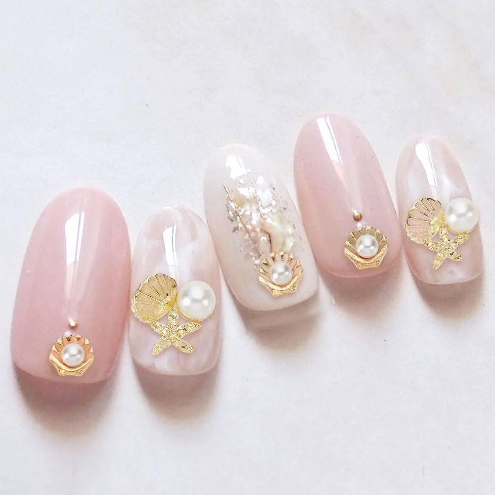 Подвески для ногтей 6 стилей с океанским мотивом 24 шт., украшения для ногтей в форме ракушек, бусины в форме морской звезды, украшения для ногтей, драгоценности, эмалированные сплавные кабошоны для акриловых ногтей, DIY поделки, фото №7