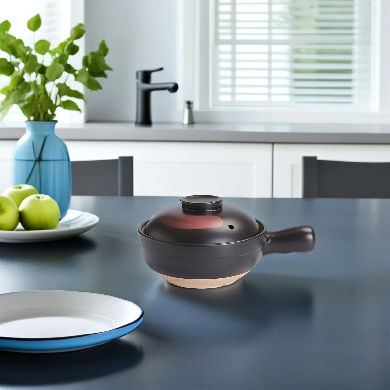 Горшок керамический для супа и тушения с крышкой и ручкой, фото №7