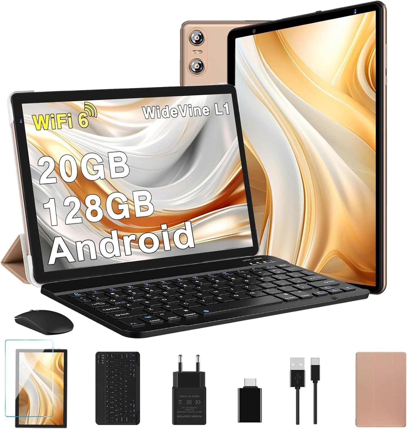 Планшет 10.1" Biegedy B22 6+14/128GB 8 ядер Android 14 6000 mAh Золотий, фото №1