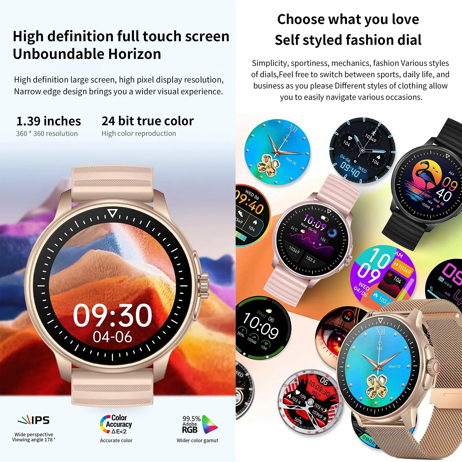 Смартчасы Женский Функция Телефона 1.39 Дюймовый Сенсорный Экран IP68 Водонепроницаемый, фото №3