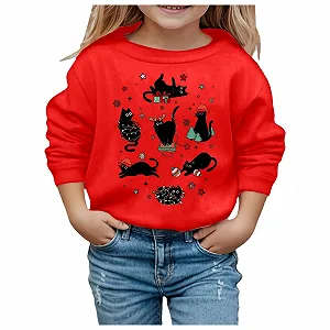 Пуловер з капюшоном і принтом і дівчаток з довгими рукавами - Фото 1