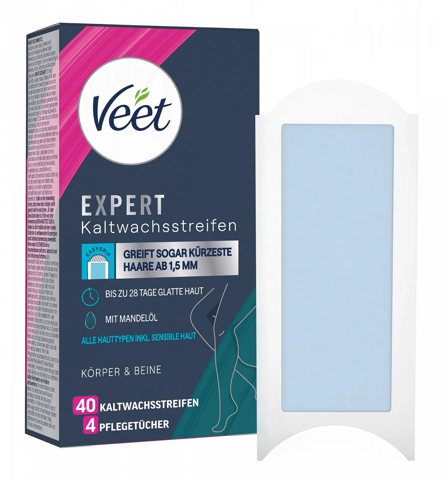 Смужки воскові Veet Expert Body & Legs для чутливої шкіри 40 шт (20 подвійних смужок), фото №1