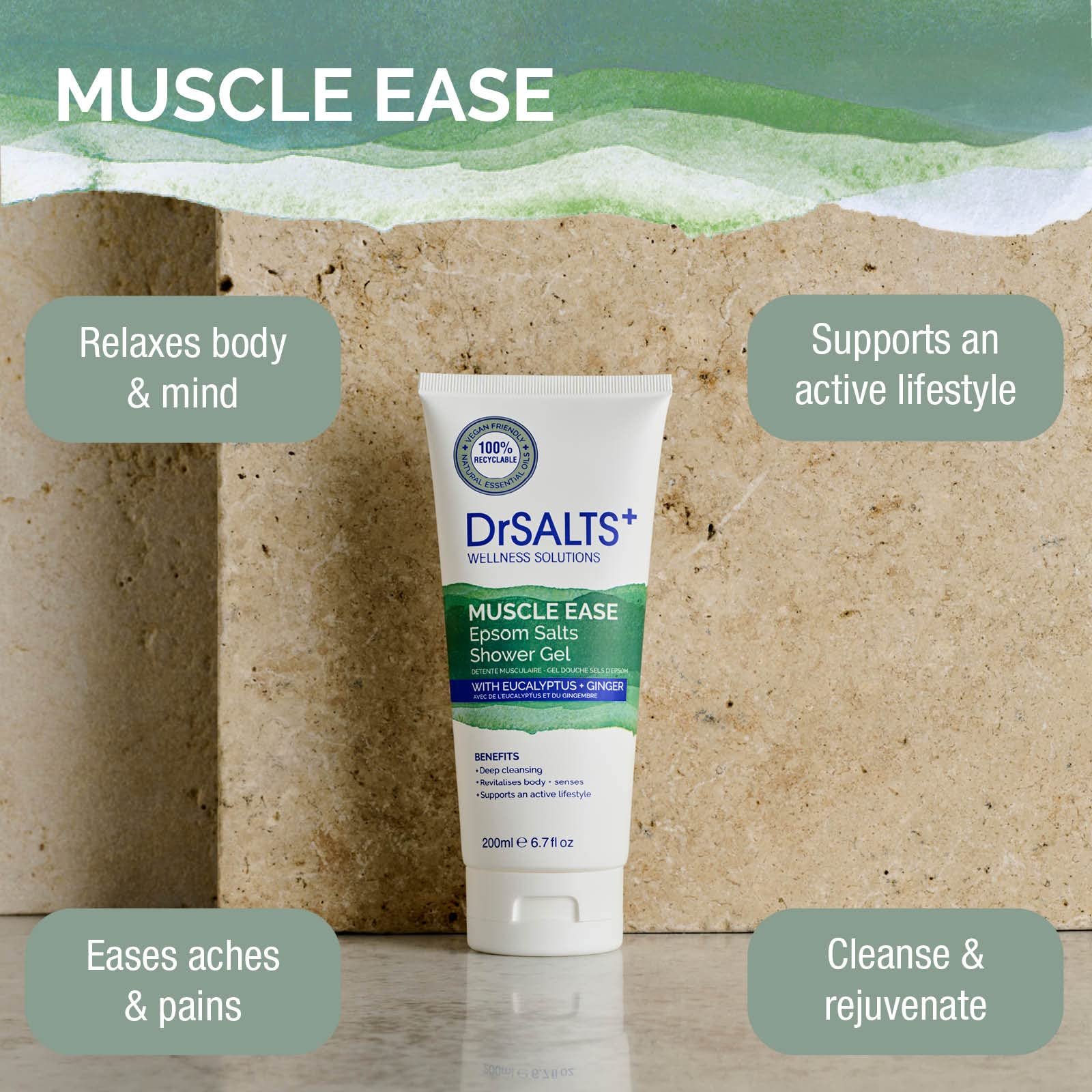 Гель для душа DrSALTS+ Muscle Ease с английской солью и эфирными маслами 200 мл, фото №2
