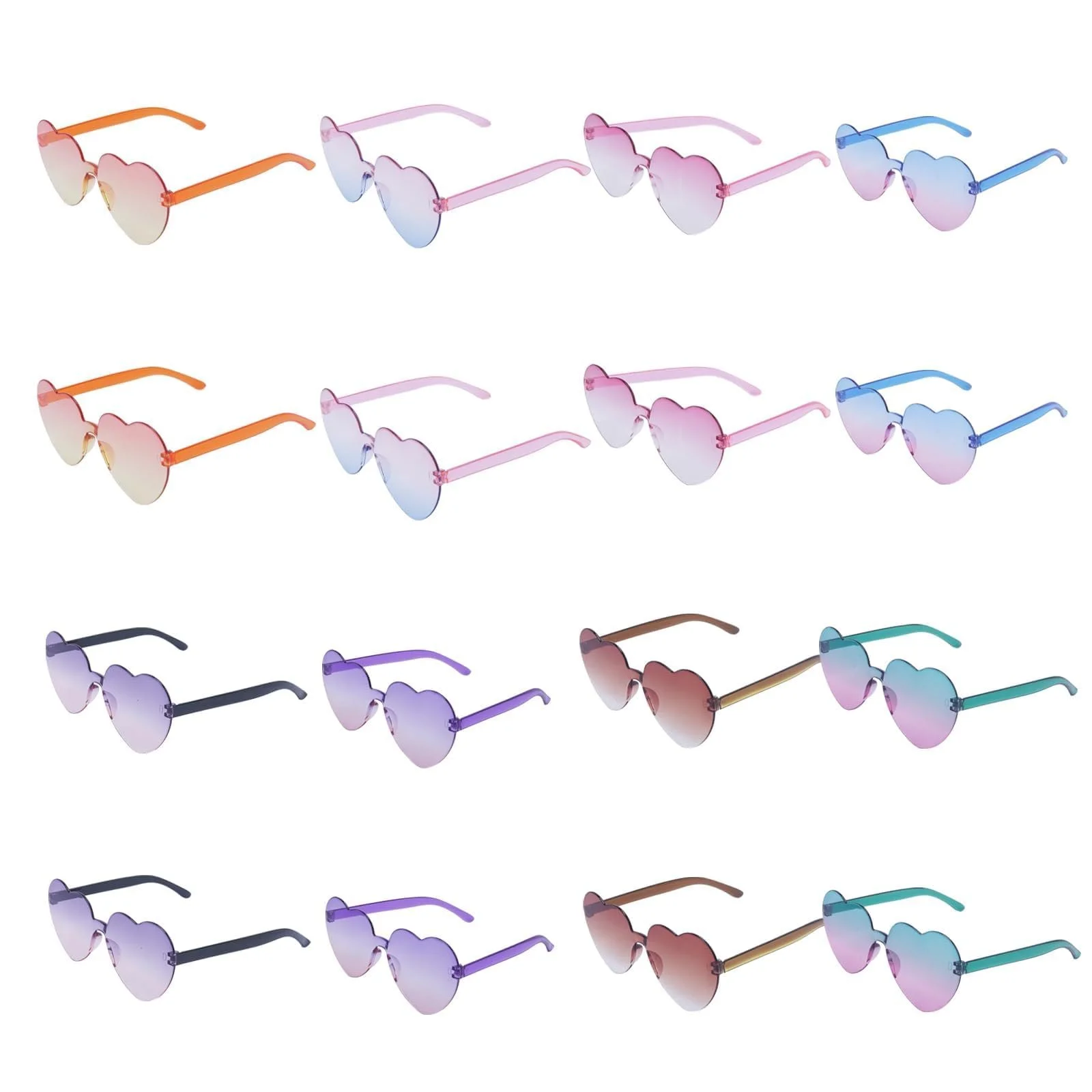 Сонцезахисні окуляри Zythrem у формі зірки та серця, кольорові, 16 штук, фото №1