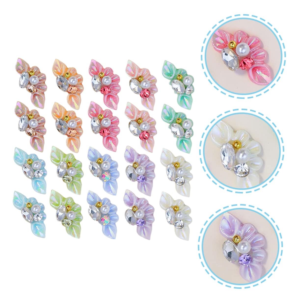 Аксесуари для нігтів Healeved, 27 шт, з квітковими підвісками, фото №3