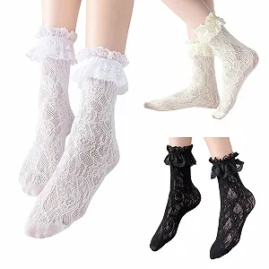 Шкарпетки Crew LittleForBig з мереживними оборками Roze/Heart Pattern (3 пари) - Фото 1