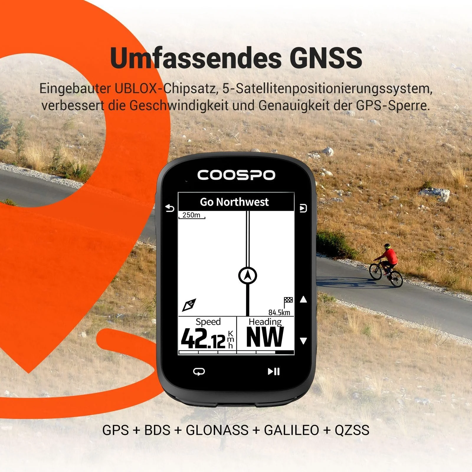 Велокомпьютер беспроводной COOSPO CS500 2.6" LCD GPS Bluetooth/ANT+ IPX7 45 ч батарея, фото №2