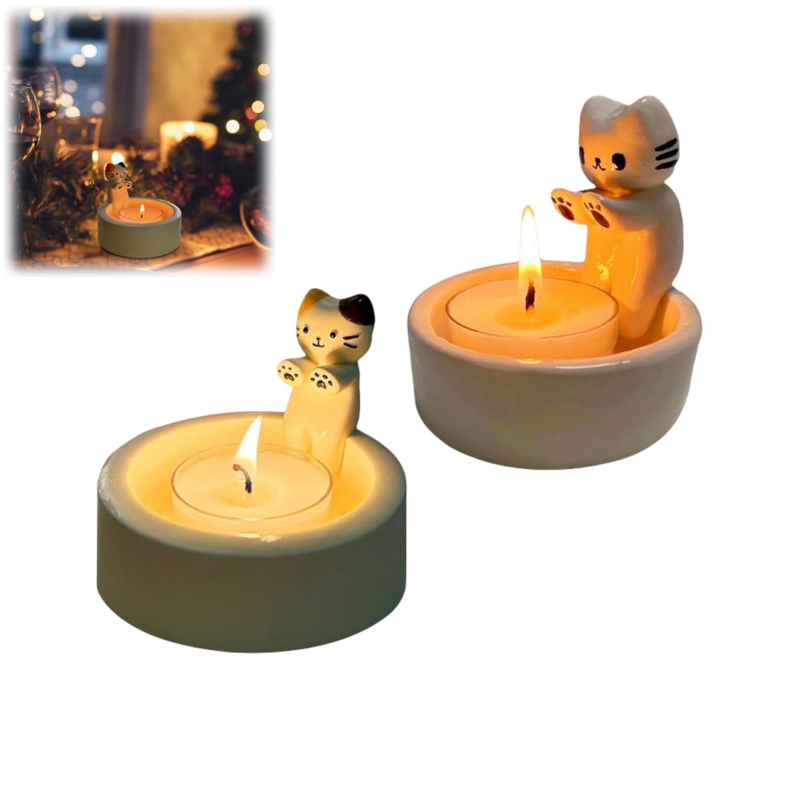Подсвечник Warming Paws Cat Candle Holder Tealight Handmade, фото №1