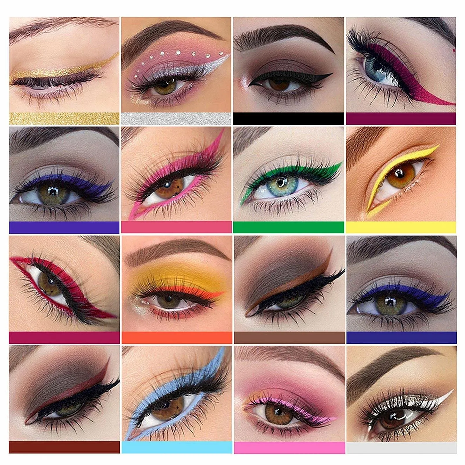 Рідка Підводка для очей 16 кольорів, Стійка до розмазування, Водостійка, Довготривала, Ультратонка, Багатобарвна, фото №7