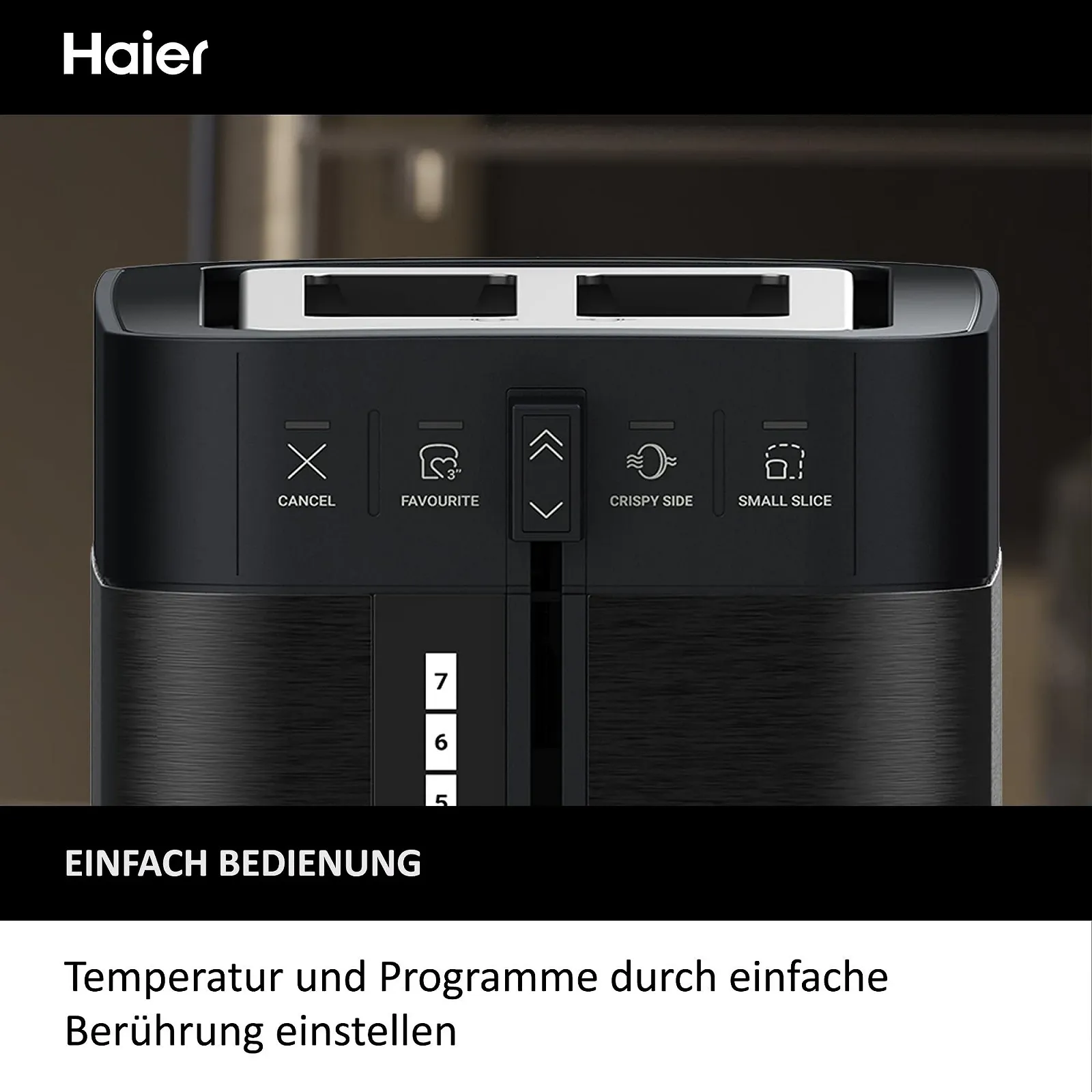 Тостер Haier Stainless Steel, 2 скибки, 1150 Вт, Надглибокі слоти та ручка для підйому проти опіків, з кришкою проти пилу та 7 рівнями підсмажування для хліба, багету та бубликів Series 5- HTO5A3, фото №8