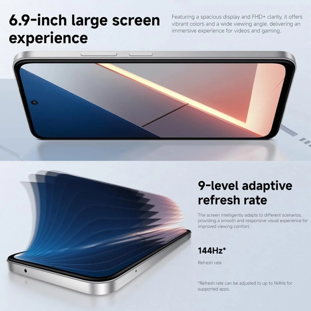 Смартфон XIAOMI Poco M7 4G 6+128GB 7000 мАг 33W 6.9 дюйма 50 MP 144Hz NFC IP64 Сріблястий (зарядний пристрій у комплекті), фото №2