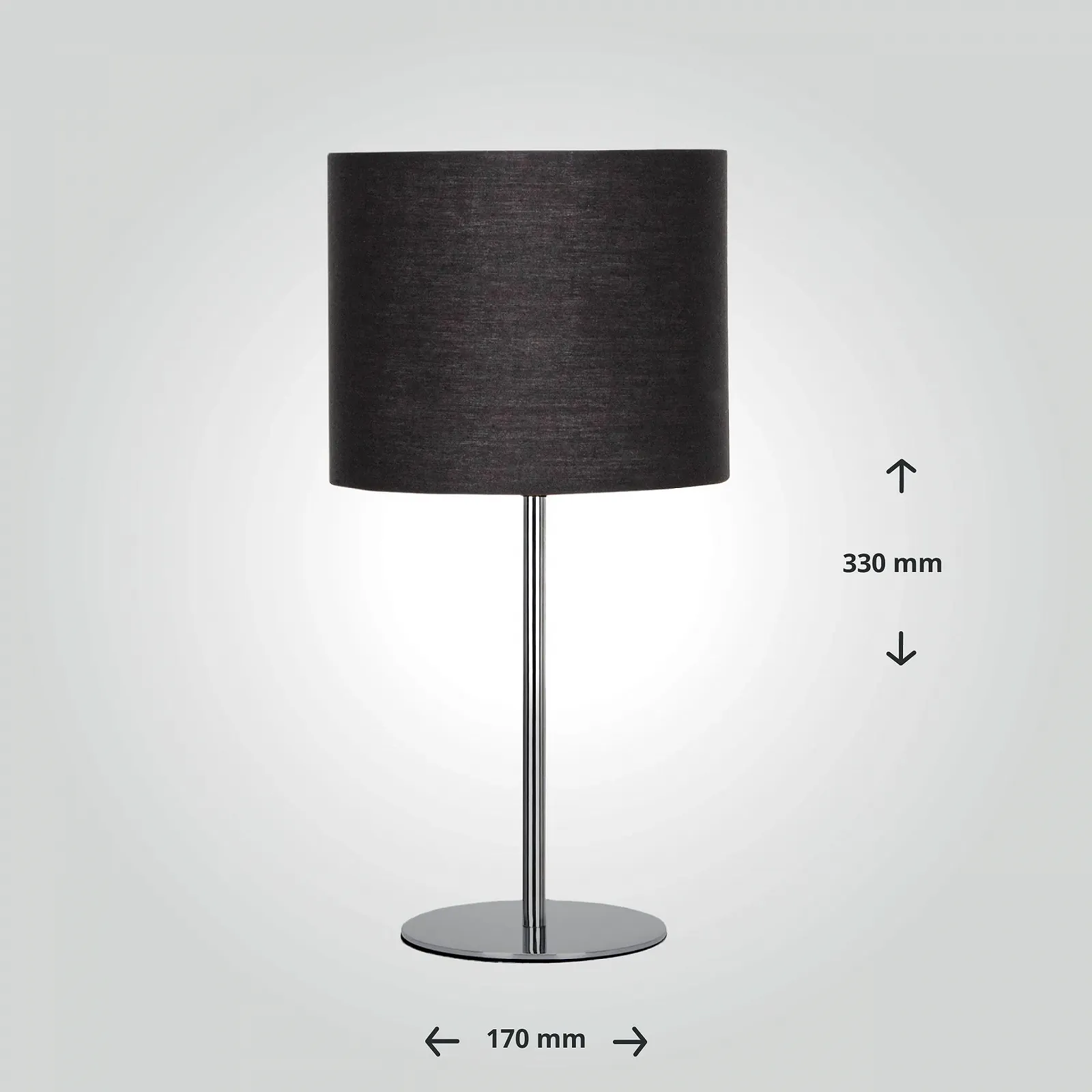 Настільна лампа LED Universum 7369 з тканинним абажуром цоколь E14 металева основа Чорний Хром, фото №5