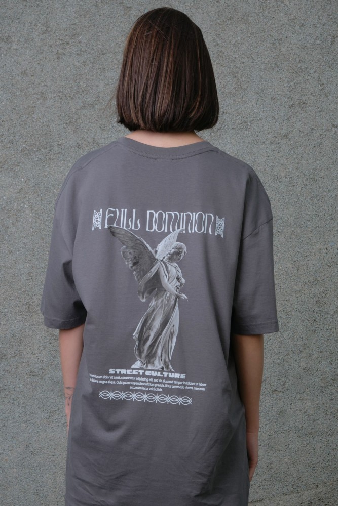 Оверсайз футболка з принтом Without dominion dark gray, фото №5