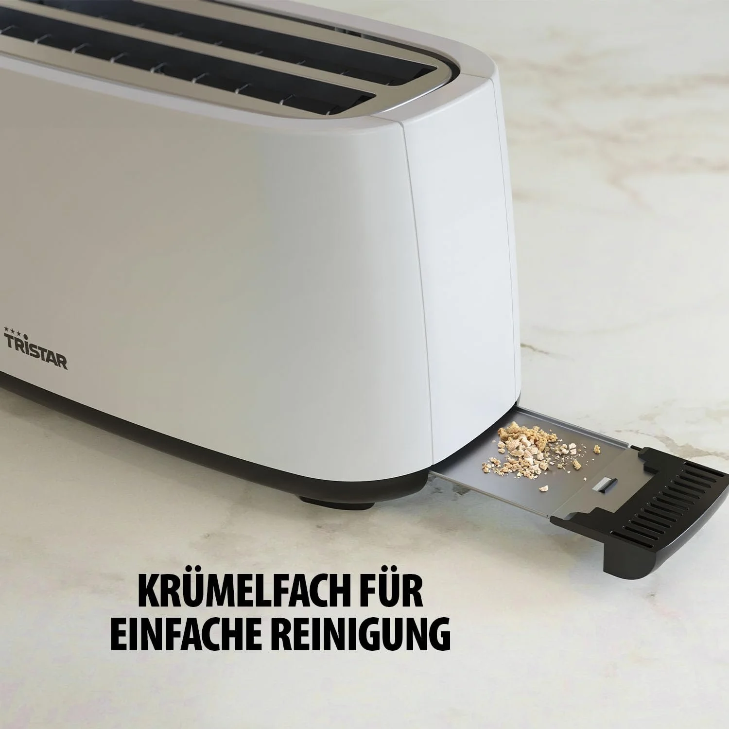 Тостер з двома довгими слотами Tristar BR-1057 7 рівнів підсмажування, функція розморожування, функція підйому, функція центрування, функція скасування, білий, фото №6