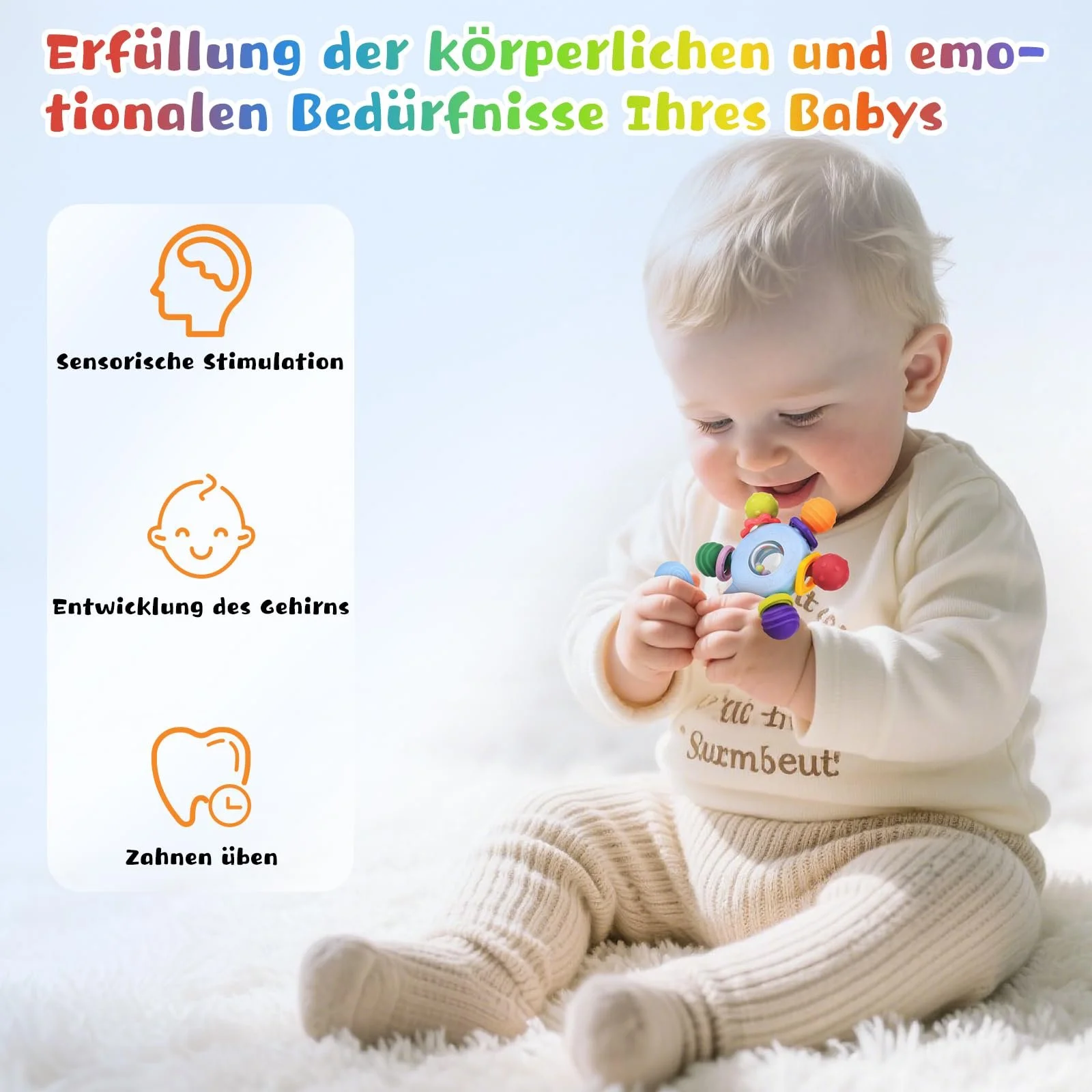 Брязкальце-прорізувач для немовлят Ергономічний та безпечний дизайн іграшки Синій, фото №5