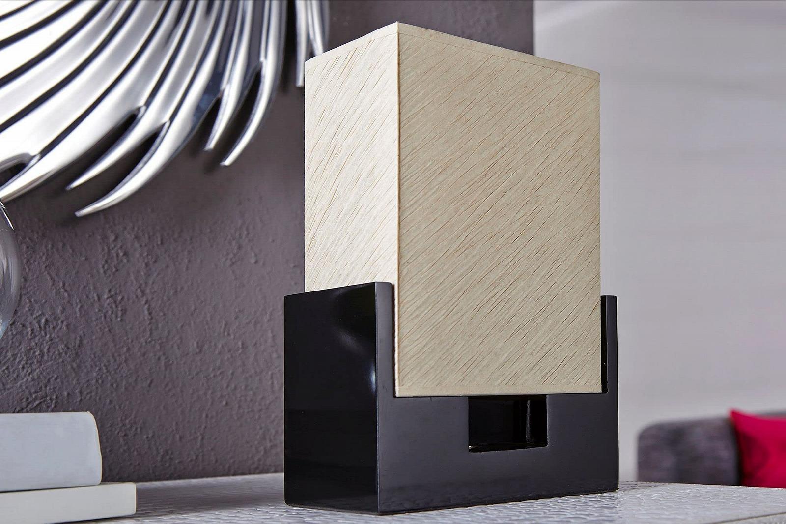 Настільна лампа Bauhaus Квадратна з паперу ручної роботи Чорна, Бежева 25 см, фото №4