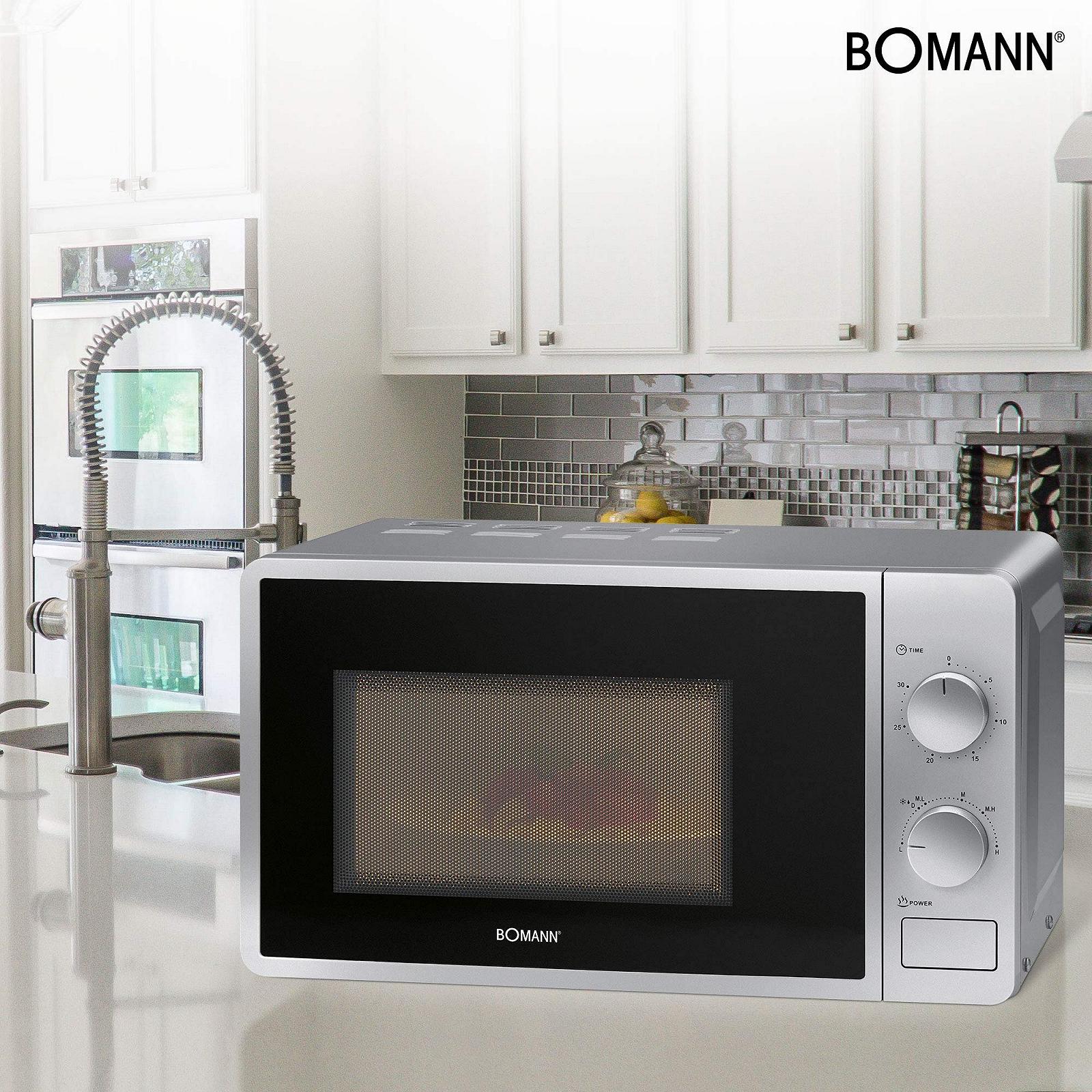 Микроволновая печь Bomann MW 6014 CB 700 Вт 6 уровней Рабочая камера 20 л Поворотный стол 360° Таймер с сигналом окончания Серебристая, фото №2