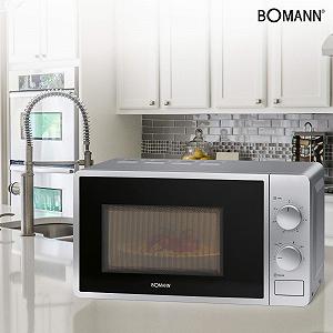 Микроволновая печь Bomann MW 6014 CB 700 Вт 6 уровней Рабочая камера 20 л Поворотный стол 360° Таймер с сигналом окончания Серебристая synthetic.ua - Фото 1