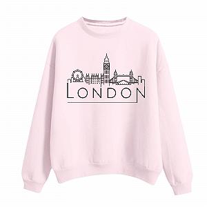 Женский хлопковый свитшот с круглым вырезом и длинными рукавами London С принтом Повседневный Графический Пуловер для женщин Праздничная Спортивная милая Свободная одежда Y2K - Фото 1