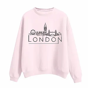 Женский хлопковый свитшот с круглым вырезом и длинными рукавами London С принтом Повседневный Графический Пуловер для женщин Праздничная Спортивная милая Свободная одежда Y2K - Фото 1