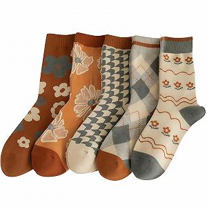 Шкарпетки Вовняні Жіночі В'язані Вінтажні Милі Квіткові Шкарпетки-сліди Осінні Подарунки 5/10 пар - Фото 1