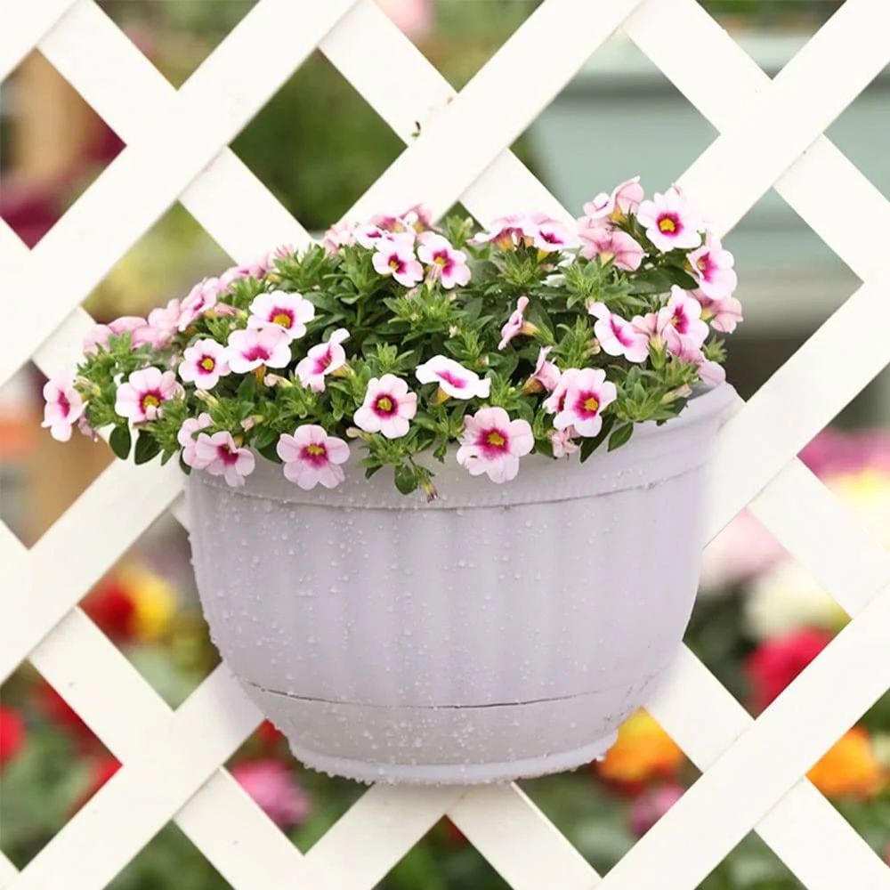 Настінні підвісні кашпо Пластикові Для балкона та паркану З дренажем та 4 гачками Набір із 2 шт., фото №5 Настінні підвісні кашпо Пластикові Для балкона та паркану З дренажем та 4 гачками Набір із 2 шт., фото №5