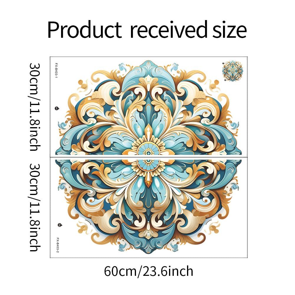 Наклейка на стіну HGDESIGN Мандала Синьо-зелена 56 x 56 см, фото №6