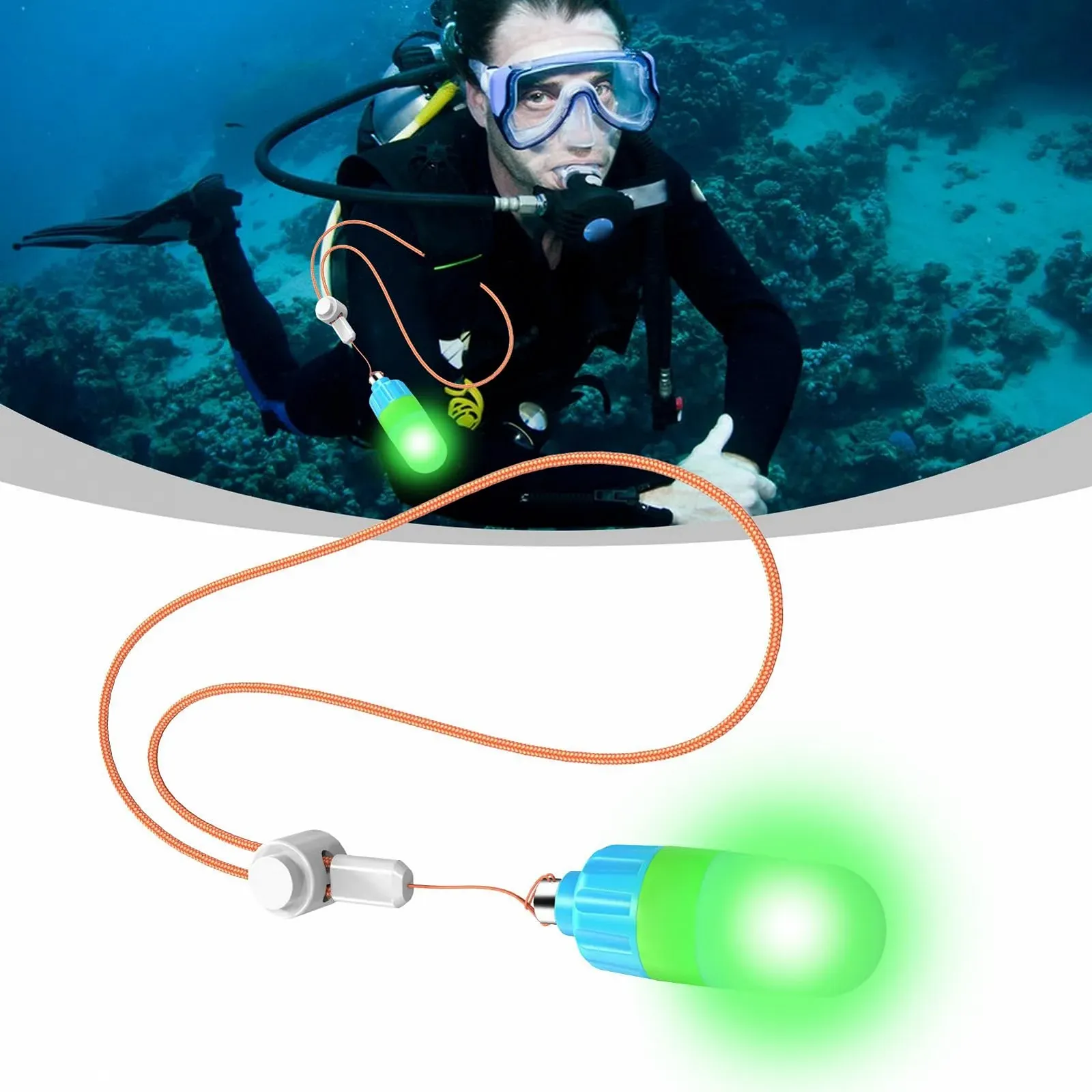 Водонепроницаемый фонарь Underwater Burner LED SOS, 2 режима, для ночных погружений, бассейна, озера, моря, кемпинга, дайвинга, фото №5
