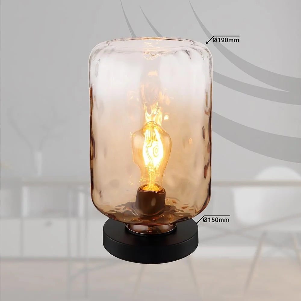 Настольная лампа GLOBO Retro Стекло Янтарный Прозрачный Черный 1x E27 19 x 32.5 см, фото №8