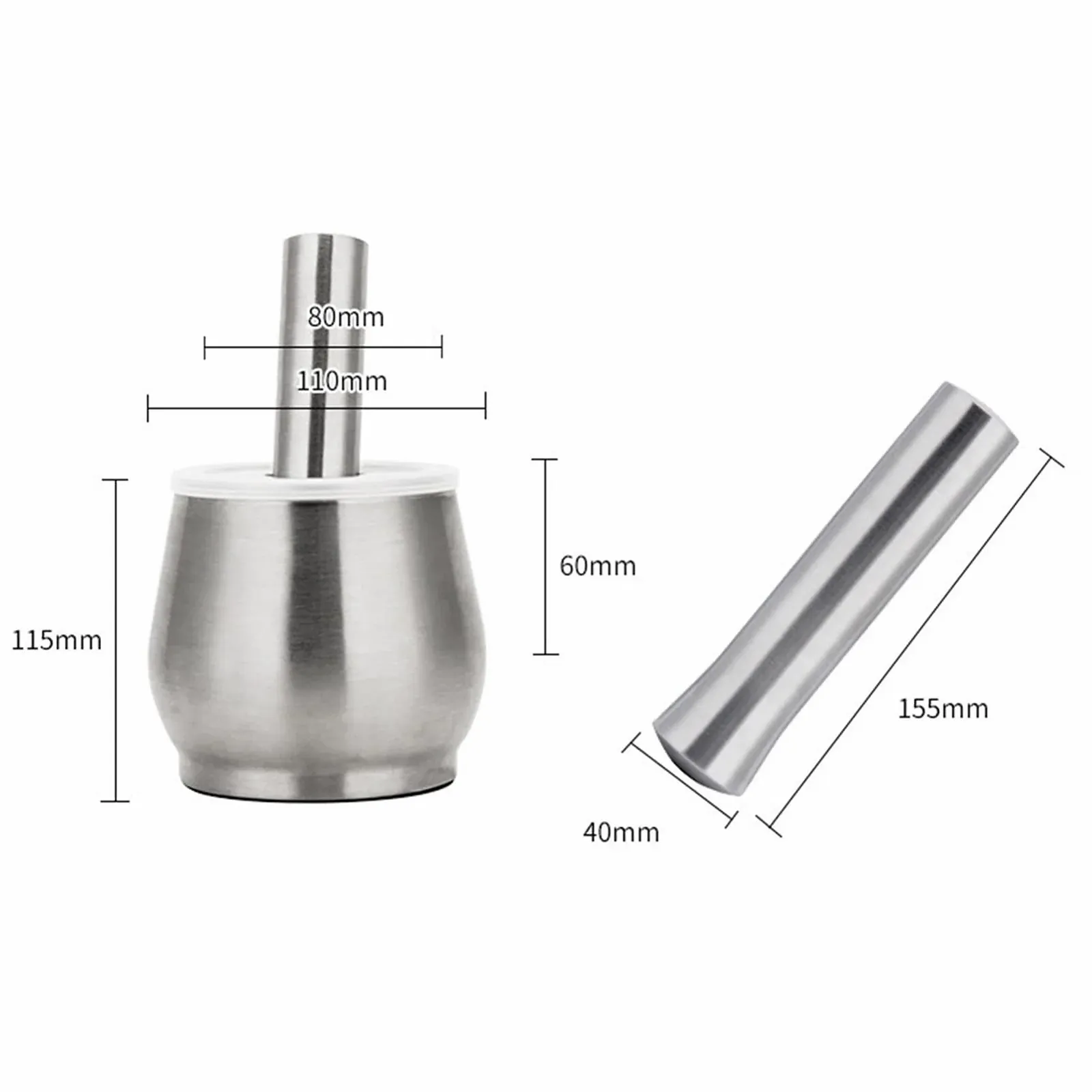 Товкачка Knoblauchstampfer Professioneller Edelstahl Trommelform, фото №2