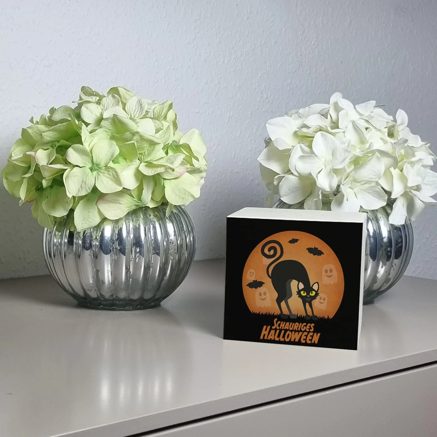 Скарбничка дерев'яна Хелловін чорна кішка місячний мотив, фото №2