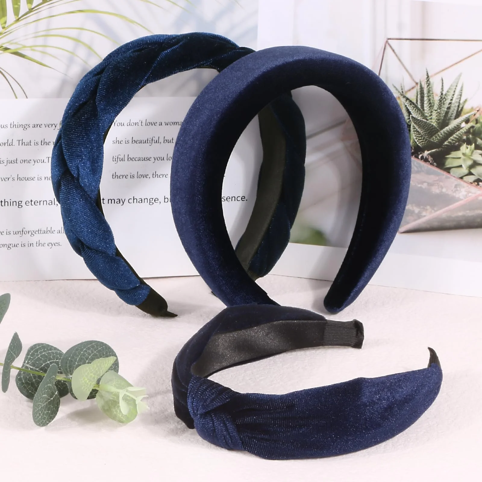 Набір обручів на голову 3 шт. Оксамитова, фото №3