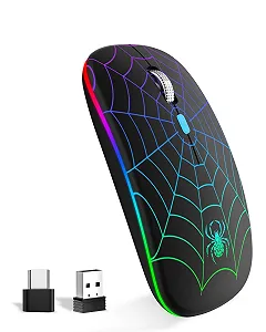 Миша Бездротова SZO Перезаряджувана Ергономічна 7 кольорів RGB з USB та Type-C Конвертером Регульована точність (800/1200/1800) - Фото 1