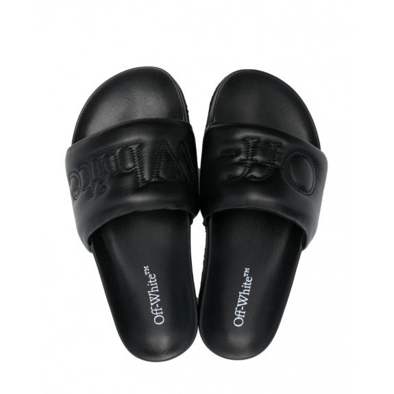 Шльопанці OFF-WHITE BOOKISH LEATHER SPONGE SLIDER 38, фото №2